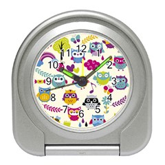 Funny Colorful Owls Travel Alarm Clock by Vaneshart