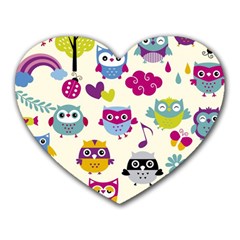 Funny Colorful Owls Heart Mousepads by Vaneshart