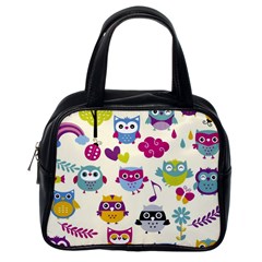 Funny Colorful Owls Classic Handbag (one Side) by Vaneshart