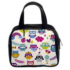 Funny Colorful Owls Classic Handbag (two Sides)