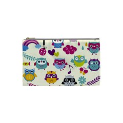 Funny Colorful Owls Cosmetic Bag (small) by Vaneshart