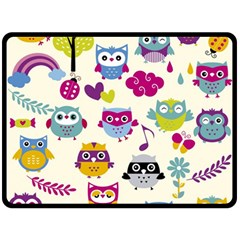 Funny Colorful Owls Fleece Blanket (large)  by Vaneshart