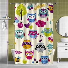 Funny Colorful Owls Shower Curtain 48  X 72  (small)  by Vaneshart