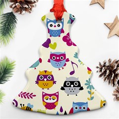 Funny Colorful Owls Christmas Tree Ornament (two Sides) by Vaneshart