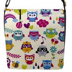 Funny Colorful Owls Flap Closure Messenger Bag (s) by Vaneshart