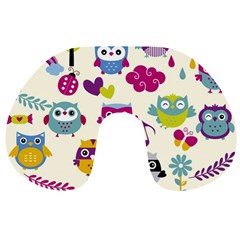 Funny Colorful Owls Travel Neck Pillow by Vaneshart