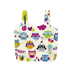 Funny Colorful Owls Full Print Recycle Bag (s) by Vaneshart