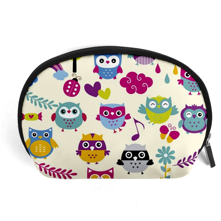 Funny Colorful Owls Accessory Pouch (Large)