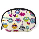 Funny Colorful Owls Accessory Pouch (Large) Back