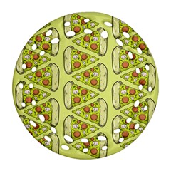 Pizza Fast Food Pattern Seamles Design Background Ornament (round Filigree) by Vaneshart