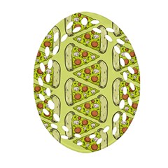 Pizza Fast Food Pattern Seamles Design Background Oval Filigree Ornament (two Sides) by Vaneshart