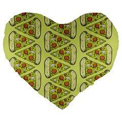 Pizza Fast Food Pattern Seamles Design Background Large 19  Premium Heart Shape Cushions by Vaneshart