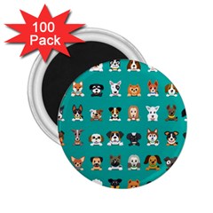 Different Type Vector Cartoon Dog Faces 2 25  Magnets (100 Pack)  by Vaneshart