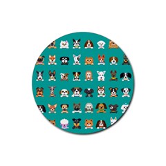 Different Type Vector Cartoon Dog Faces Rubber Coaster (round)  by Vaneshart