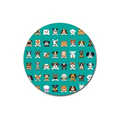 Different Type Vector Cartoon Dog Faces Magnet 3  (round) by Vaneshart