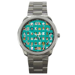 Different Type Vector Cartoon Dog Faces Sport Metal Watch by Vaneshart