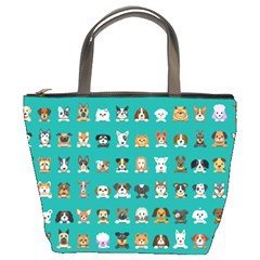 Different Type Vector Cartoon Dog Faces Bucket Bag by Vaneshart