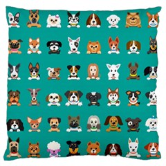 Different Type Vector Cartoon Dog Faces Large Cushion Case (two Sides) by Vaneshart