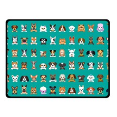 Different Type Vector Cartoon Dog Faces Double Sided Fleece Blanket (small)  by Vaneshart