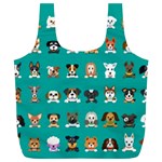 Different Type Vector Cartoon Dog Faces Full Print Recycle Bag (XL) Front