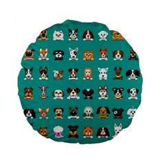 Different Type Vector Cartoon Dog Faces Standard 15  Premium Flano Round Cushions by Vaneshart