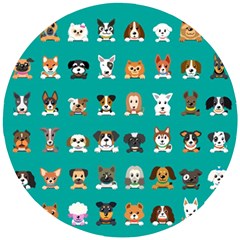 Different Type Vector Cartoon Dog Faces Wooden Puzzle Round by Vaneshart