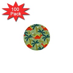 Cute Colorful Dinosaur Seamless Pattern 1  Mini Buttons (100 Pack)  by Vaneshart