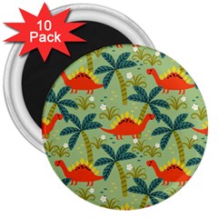 Cute Colorful Dinosaur Seamless Pattern 3  Magnets (10 Pack)  by Vaneshart