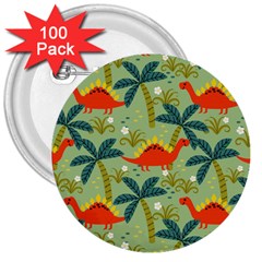 Cute Colorful Dinosaur Seamless Pattern 3  Buttons (100 Pack)  by Vaneshart