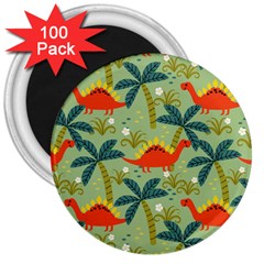 Cute Colorful Dinosaur Seamless Pattern 3  Magnets (100 Pack) by Vaneshart