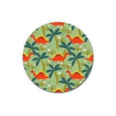 Cute Colorful Dinosaur Seamless Pattern Magnet 3  (round)