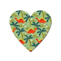 Cute Colorful Dinosaur Seamless Pattern Heart Magnet by Vaneshart