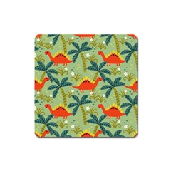 Cute Colorful Dinosaur Seamless Pattern Square Magnet