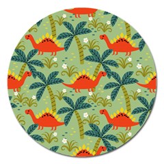 Cute Colorful Dinosaur Seamless Pattern Magnet 5  (round) by Vaneshart