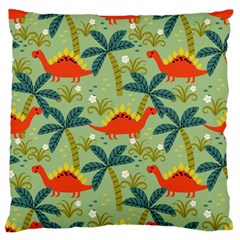 Cute Colorful Dinosaur Seamless Pattern Large Flano Cushion Case (two Sides) by Vaneshart