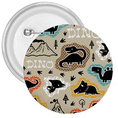 Seamless Pattern With Dinosaurs Silhouette 3  Buttons by Vaneshart