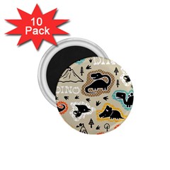 Seamless Pattern With Dinosaurs Silhouette 1 75  Magnets (10 Pack)  by Vaneshart