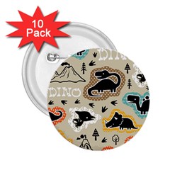 Seamless Pattern With Dinosaurs Silhouette 2 25  Buttons (10 Pack)  by Vaneshart