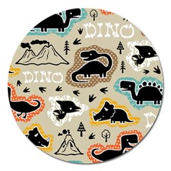 Seamless Pattern With Dinosaurs Silhouette Magnet 5  (round) by Vaneshart