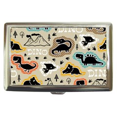 Seamless Pattern With Dinosaurs Silhouette Cigarette Money Case