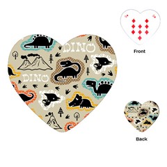 Seamless Pattern With Dinosaurs Silhouette Playing Cards Single Design (heart) by Vaneshart