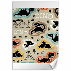 Seamless Pattern With Dinosaurs Silhouette Canvas 24  X 36 