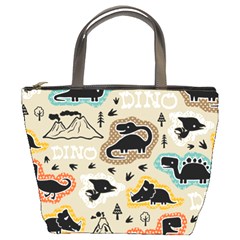 Seamless Pattern With Dinosaurs Silhouette Bucket Bag by Vaneshart