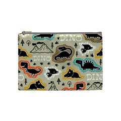 Seamless Pattern With Dinosaurs Silhouette Cosmetic Bag (medium) by Vaneshart