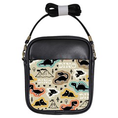 Seamless Pattern With Dinosaurs Silhouette Girls Sling Bag