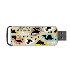 Seamless Pattern With Dinosaurs Silhouette Portable Usb Flash (two Sides) by Vaneshart