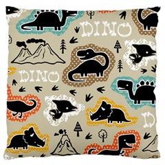 Seamless Pattern With Dinosaurs Silhouette Standard Flano Cushion Case (one Side) by Vaneshart