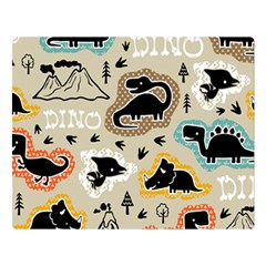 Seamless Pattern With Dinosaurs Silhouette Double Sided Flano Blanket (large)  by Vaneshart