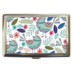 Floral Pattern With Birds Flowers Leaves Dark Background Cigarette Money Case by Vaneshart