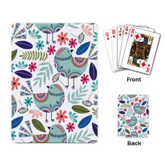 Floral Pattern With Birds Flowers Leaves Dark Background Playing Cards Single Design (rectangle) by Vaneshart